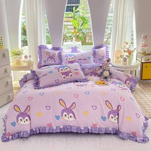 少女心公主风双人被套裙 纯加厚韩全棉四件套棉版 正品 南床私网红款