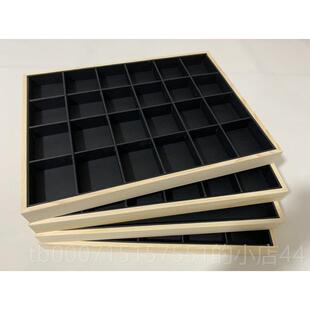 正品展实木大黑盘色皮炼革珠宝展示托创意戒指项存储空托盘示道具