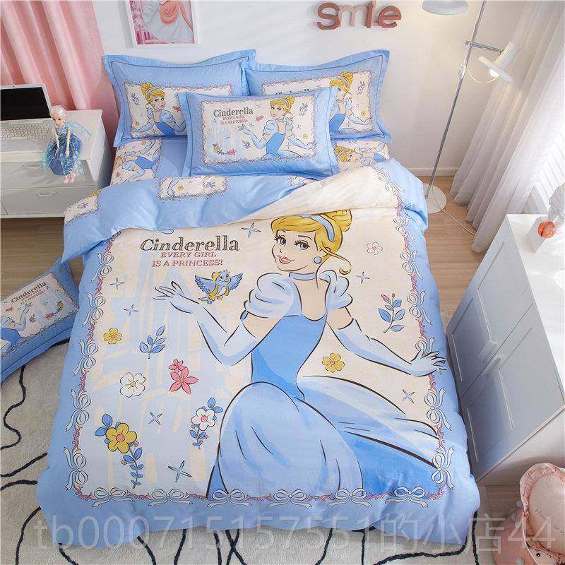 正品迪士尼公童主可纯棉四件套女孩菲三件套索亚卡通儿床上用品爱