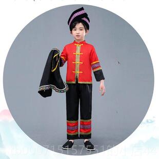 正品广西月三儿童壮族舞蹈演出服少数族民三族服装壮服装饰舞蹈表