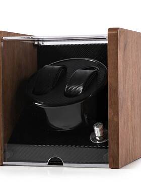 款表XCS器新胡桃木带灯表两位电动转摇表器自动上链摇器皮革晃表