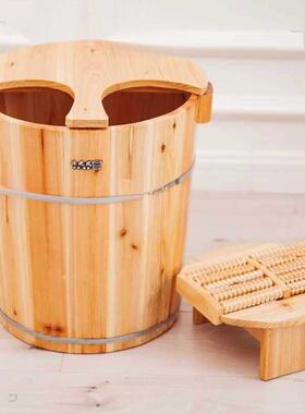 40CM高足桶桶泡脚木桶洗脚盆实木木质足桶家用足浴776加盖浴加疗