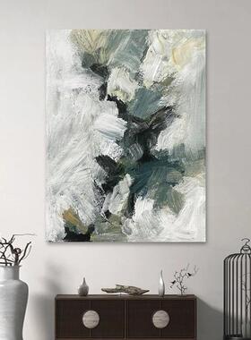 抽象现代简画约装饰景画黑白色调厅沙客发背墙壁玄关入UBK户小众