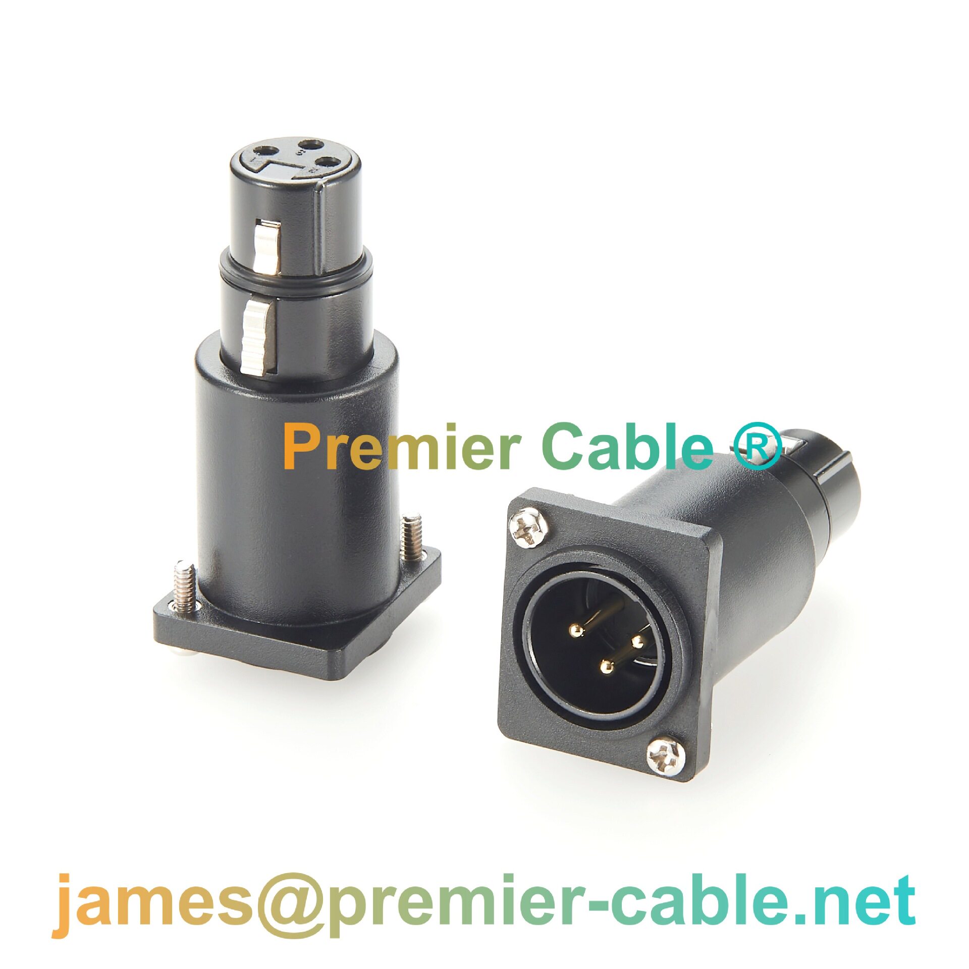 D型面板安装3PinXLR卡侬母座音频信号连接器DMX512灯光控制设备