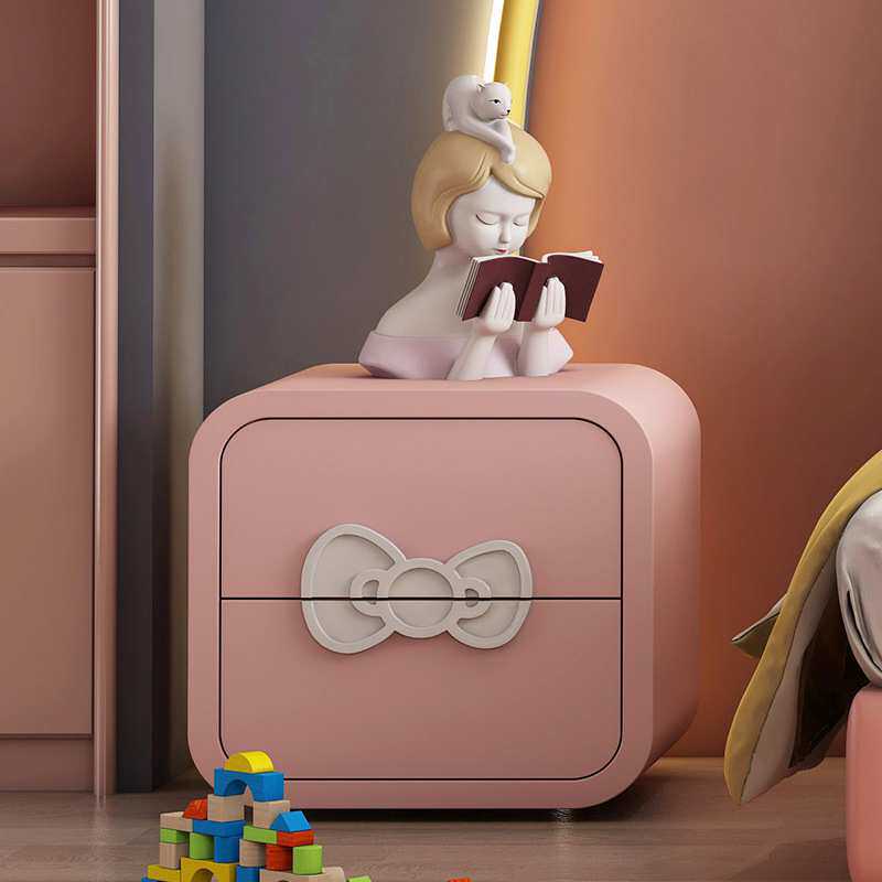 HelloKitty儿童蝴蝶结床头柜现代简约收纳柜轻奢储物柜皮艺床边柜