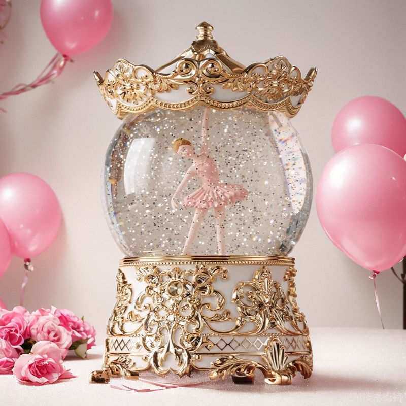 鸟之诗水晶球女孩音乐盒旋转八音盒雪花灯生日送女生儿童公主∑