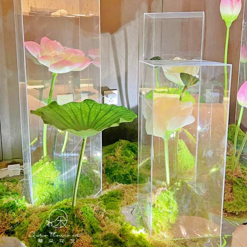 婚庆创意摆件酒店布置透明方形亚克力花柱路引装饰品百搭室外道具