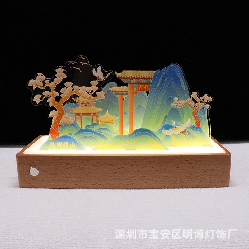 企业商务礼品景区纪念小夜灯蓝牙音箱充电无线亚克力台灯创意摆件