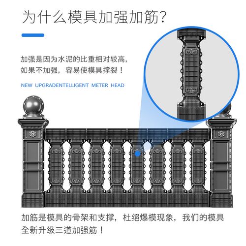 现浇栏杆模具98高农村别墅新中式护栏水泥柱模板安全加厚反复使用