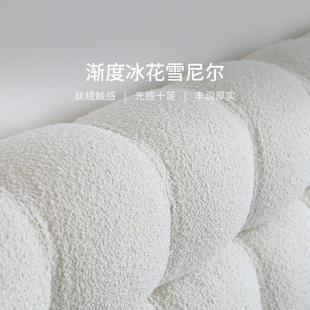 芙CKT艺床法式奶油风现简约复古泡莫代语布双人床主卧1.8米女生床