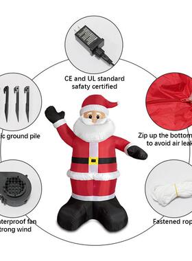 气10FT大型圣诞节491气模LED发充光圣诞院老人户外庭装饰摆件