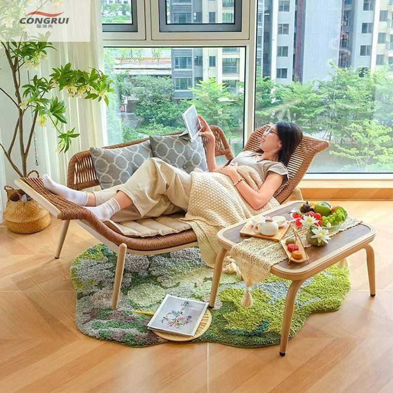 聪妃瑞尚现代简约外休贵躺椅阳台户客厅闲沙JHU发椅家用双人藤编