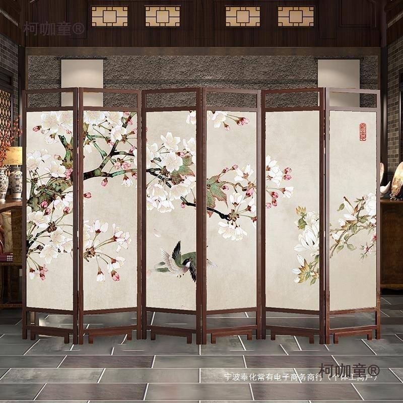 中实木屏风隔断q99墙办公室折关叠移动酒店遮家式用客厅挡玄麦太