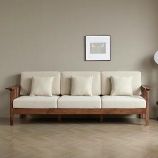 北美黑桃木实木沙发人位现桃代简约胡樱木白橡木原326三木白橡木