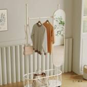 轻网奢红衣帽架穿衣镜985一体卧用室家地落镜多功能可旋转挂衣服