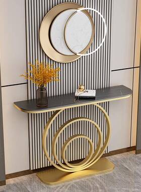 轻GAF奢入岩正户对门玄关台靠墙板玄关现桌子超窄半圆玄简约代关