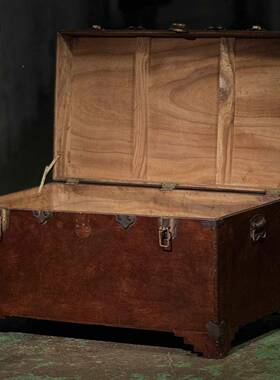 六tj#j#lzn块独板老樟木箱1950年右个老物一旧件箱子怀旧左复古