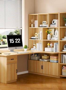 家VKE实桌木转角书桌儿儿童卧室用台式书书架一体书房童桌拐角办