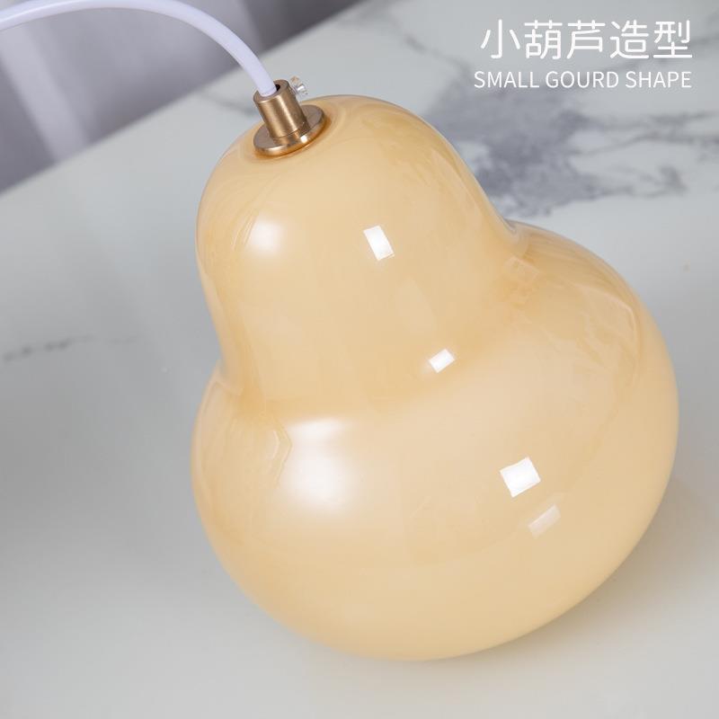 式奶油风葫灯芦造型单头床吊手工玻璃法床头柜长头线灯具设计517