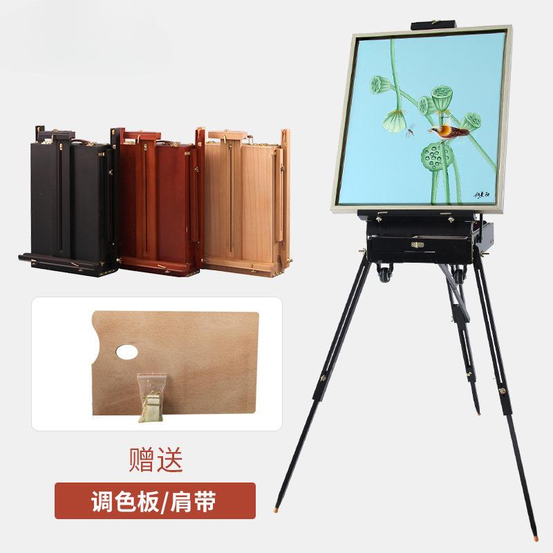 画架油美术生画板画架质榉木木油424画箱户外折拉杆油画套装叠便