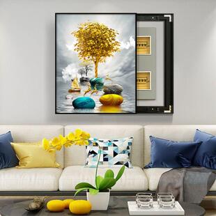 Zql3+ie/版电表箱装竖画新款可推拉客遮饰挡电闸箱开关弱电挂画配