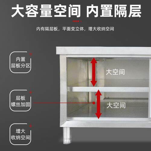 厨房板操作桌台不锈钢门工作台LQU面带拉案储物柜切菜子商用专用