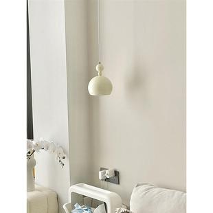 奶油风主卧床头吊灯2023年新款 包豪斯中古餐厅灯现代设计师吊线灯