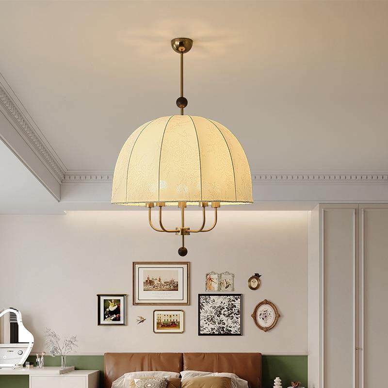 法式复古布艺吊灯中古风卧室书房灯高级氛围感餐厅吧台过道玄关灯