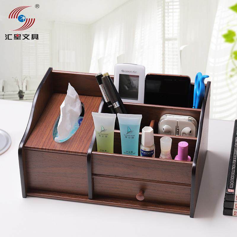 汇星木质纸巾收纳盒客厅桌面多功能抽纸盒可印字纸巾座礼品高档