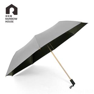 正品台湾彩虹屋加粗8骨抗风黑胶超防晒遮阳端晴雨用两遮强阳伞高
