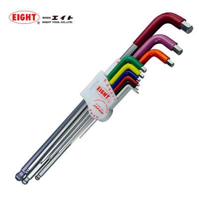 百利EIGHT 特长钻石头内六角扳手套装 加长彩色六角匙 TLLB-S9N