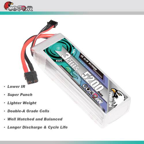鹰氪CODDAR 5200MAH 3S 11.1V 60C长续航航模RC车模船模锂电池