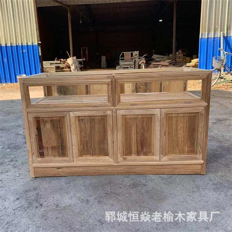 木质玄关玻璃柜商场饰品展示柜带灯玄关收纳柜简约双开储物柜