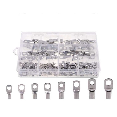 125pcs船用重型锡铜线凸耳电池电缆端眼孔SC环终端连接器分类套件