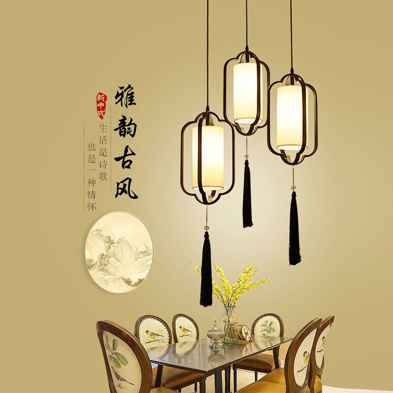 新中式长吊线灯古复式楼别墅旋转楼梯吊灯餐厅中国风灯具