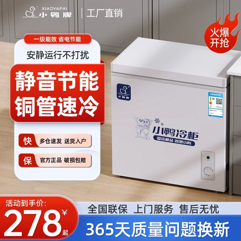 小鸭无霜冰柜小型家用全冷冻冷柜保鲜箱冷藏冷冻冰箱节能型小冰柜