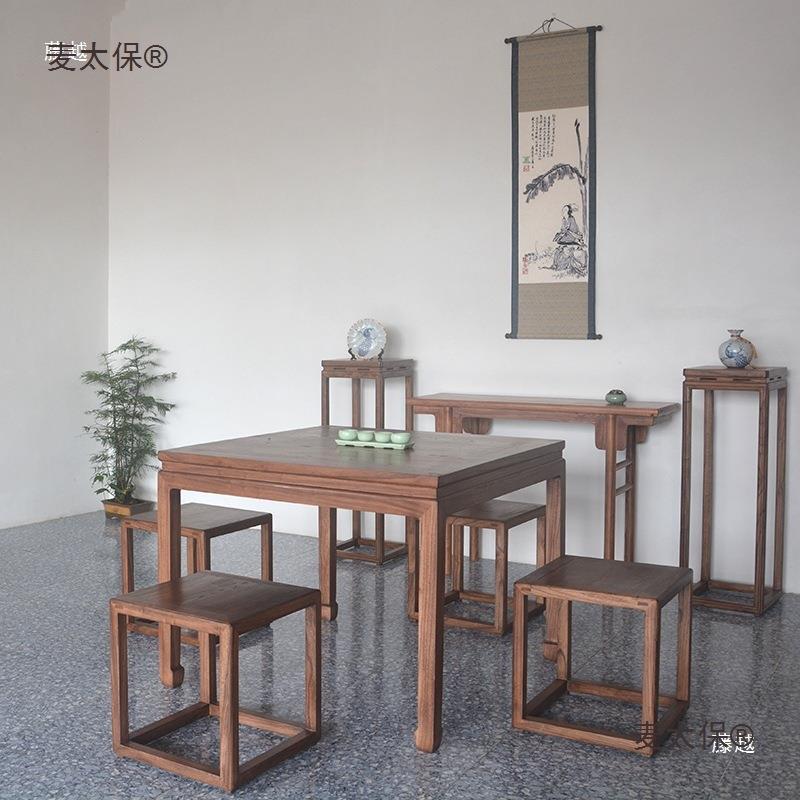 实木仙桌中式四方桌八农村大933厅餐桌椅组合用方形老式正榆家麦