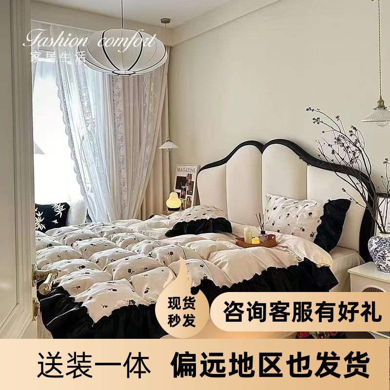 法式复古蝴蝶床奶油风现代简约主卧室双人床小户型公主主卧大床