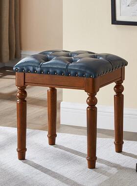 美式台妆凳梳妆凳子美甲凳凳欧方化式时尚实木家用卧室白色公OWT