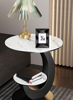 奢简岩板边几双层约床头角几客厅轻边沙发感茶JRB几网红小圆桌子