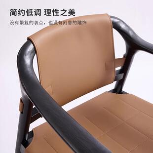 意式实木餐椅家设用计师高茶桌岛台马鞍皮SVD椅子端白蜡木主扶手