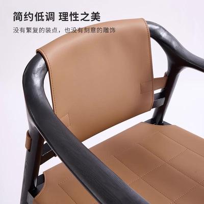 意式实木餐椅家设用计师高茶桌岛台马鞍皮SVD椅子端白蜡木主扶手
