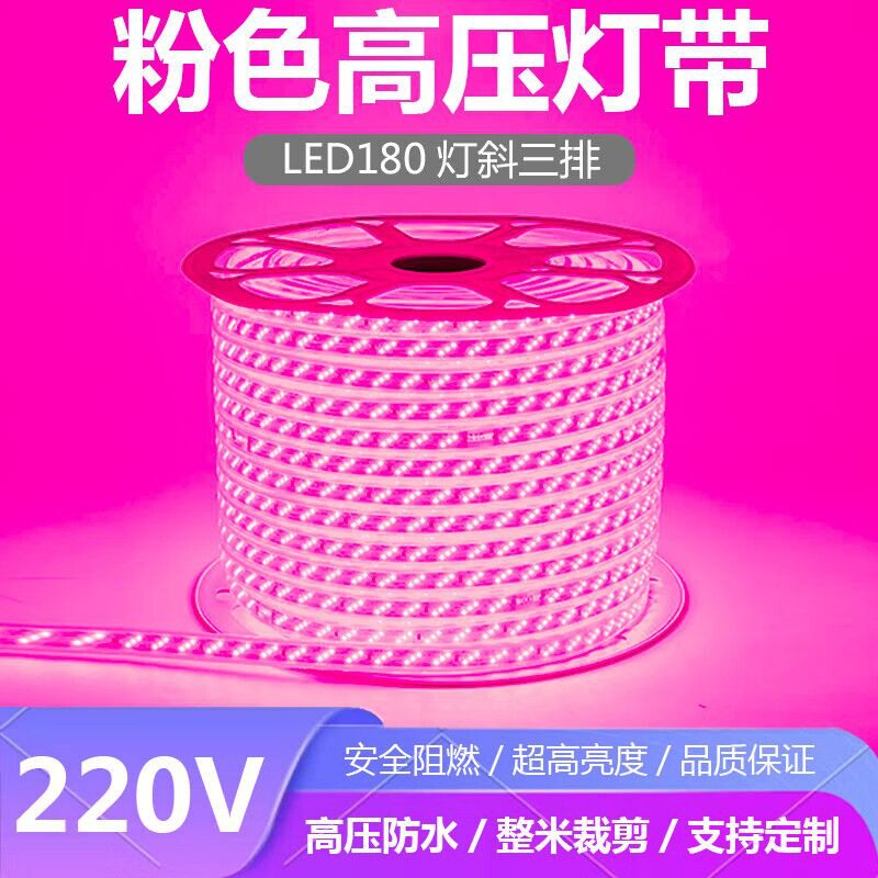 led灯带紫光粉色紫色家用220v装饰浪漫创意KTV超亮户外防水灯带条