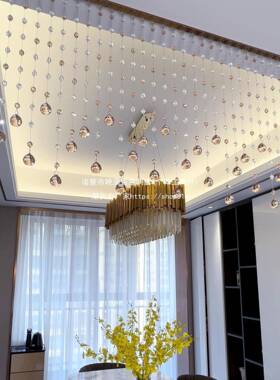 ll珠水晶客玄厅关隔断帘餐厅卧AJT室门卫生间装饰帘挂帘子新帘款