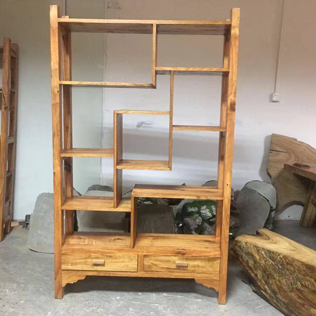 香樟木木板博架古玩珍宝陈列展示架实现B28代中式茶具隔置物古架