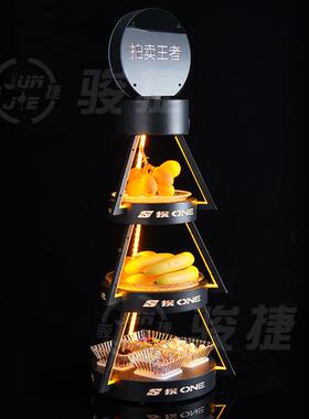 三层lEDK发光果盘酒吧TV包黑盘铁果盘点心盘水果展示946架邮