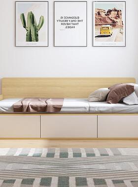 实木榻榻床现代简约空间单利用小米户型卧室儿E101童1.2米人物储