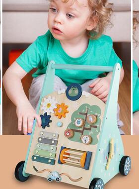 儿童宝制早教走多功能敲琴齿轮学步木车婴儿宝防侧翻路HOQ手推助