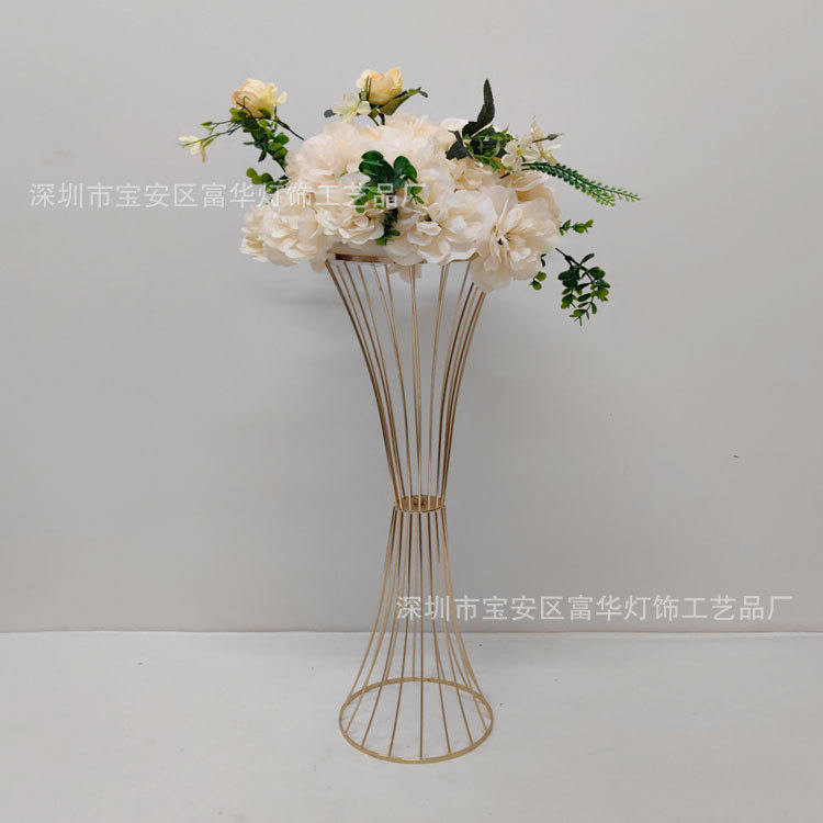 金色铁艺镂空蛮腰花器婚庆桌摆