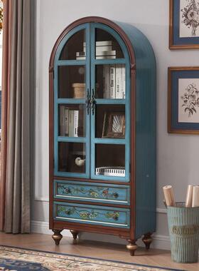 AMN美式柜家酒柜实木书带玻璃边柜立柜书房客餐餐厅具大容量免安